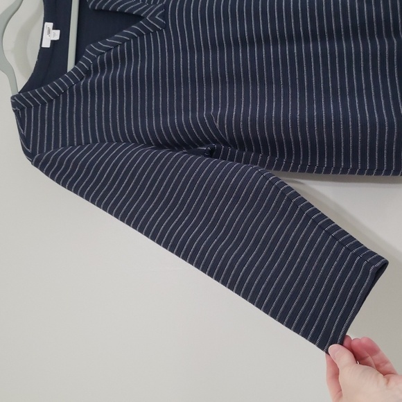 J. Jill Sheath Dress Large Navy Blue Stripe Pockets Work Office Career Corpcore - Picture 9 of 13